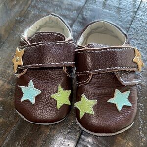 Size 3 Outbak Brown leather Starry blue and green Kids Shoes
